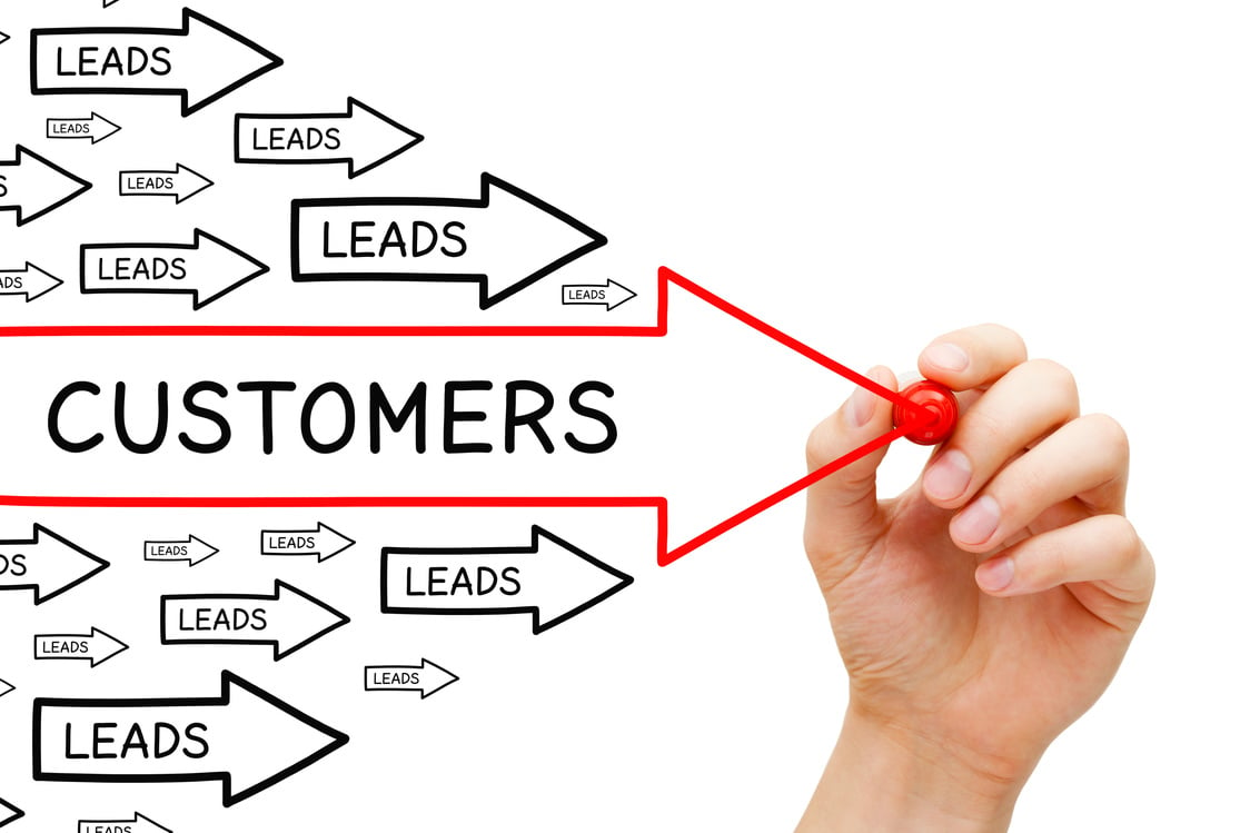 Leads Customers Conversion Arrows Concept